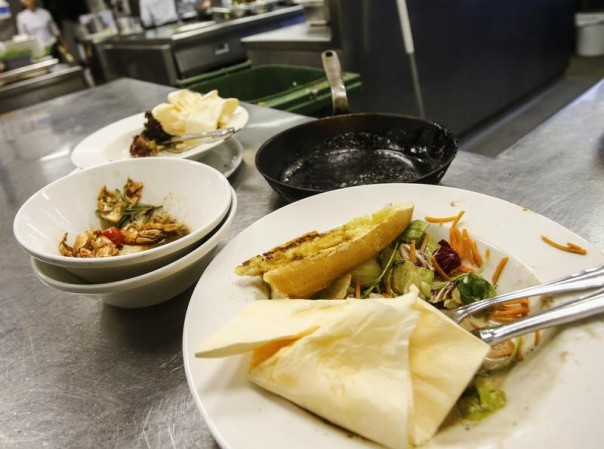 Leftovers pictured in the 'Auf da Muehle' restaurant in the western Austrian village of Soell, June 2, 2013. Waste food from the restaurant is collected and sent weekly to a biogas plant, where it is used to help produce electricity.