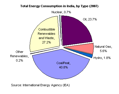 Total Energy Consumption in India, by Type (2007) Total Energy Consumption in India, by Type (2007)