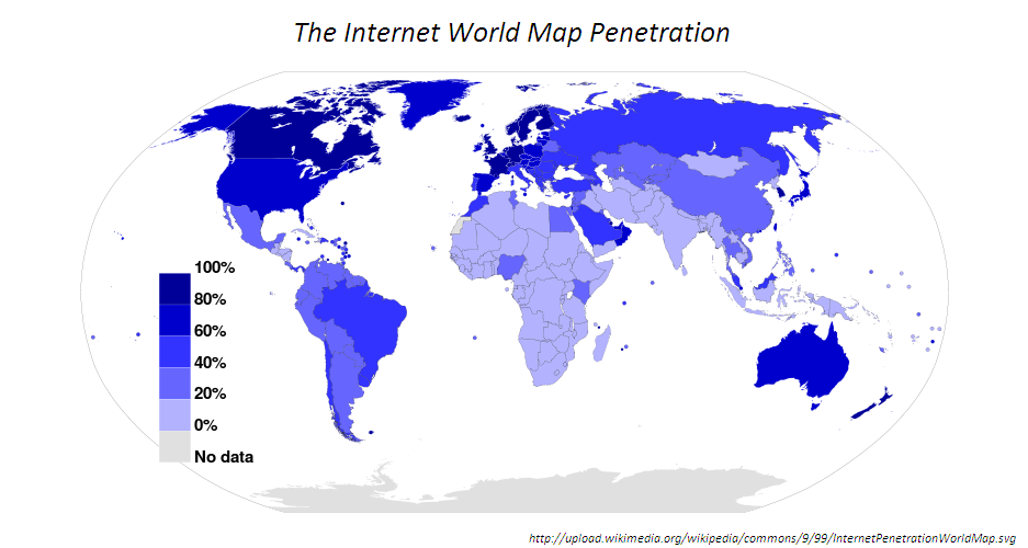 Representation of the global internet penetration Representation of the global internet penetration