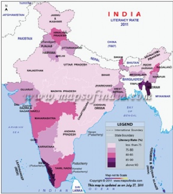 India Literacy Rate Map India Literacy Rate Map