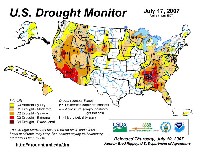 Drought Depiction of US at around 2007