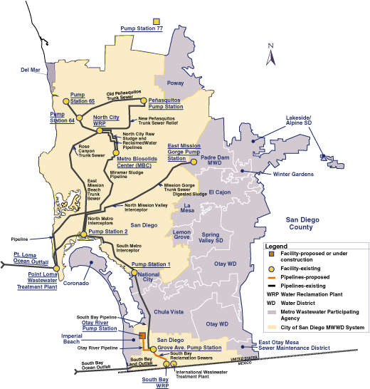Map of water management throughout San Diego County Map of water management throughout San Diego County