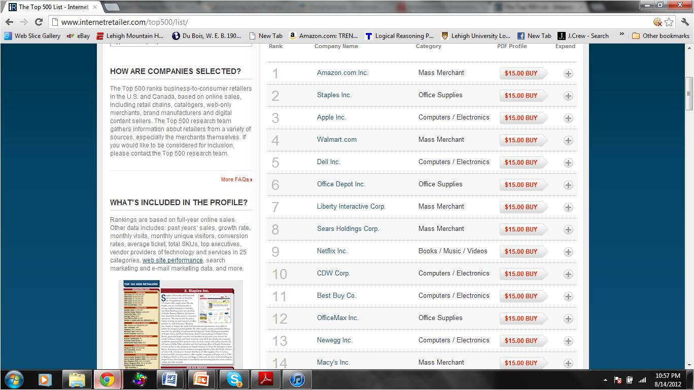 Top 500 list of Internet Retailers  Top 500 list of Internet Retailers