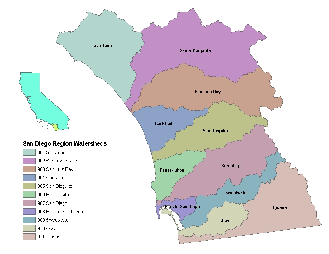 Map of watersheds in the San Diego region Map of watersheds in the San Diego region