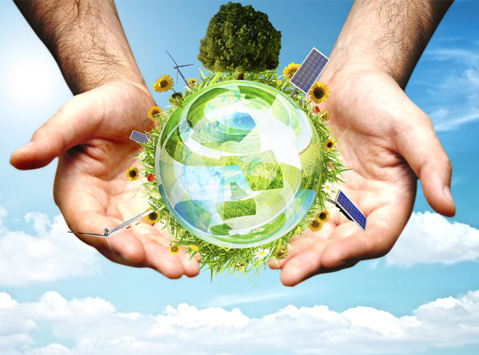Hands cradling globe