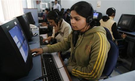 Employees at a call centre provide service support to customers in Siliguri February 2, 2008. Reuters/Rupak De Chowdhuri/Files Employees at a call centre provide service support to customers in Siliguri February 2, 2008. Reuters/Rupak De Chowdhuri/Files