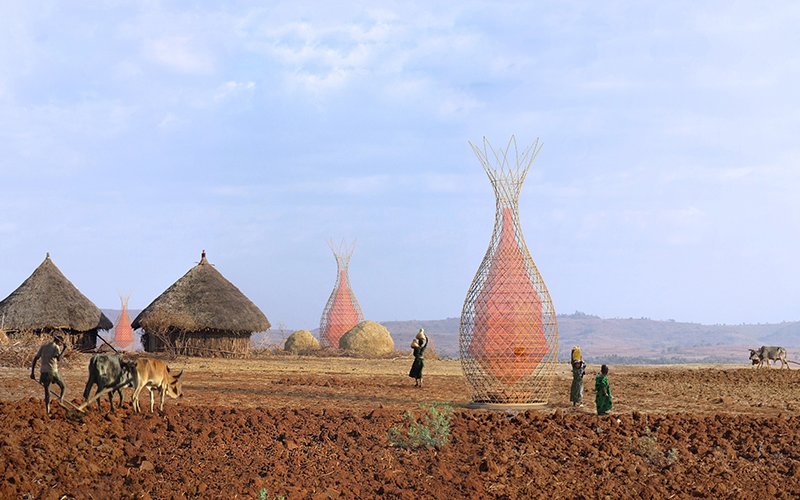 Warka Water towers are designed to take advantage of condensation. (Architecture and Vision )  Warka Water towers are designed to take advantage of condensation. (Architecture and Vision )